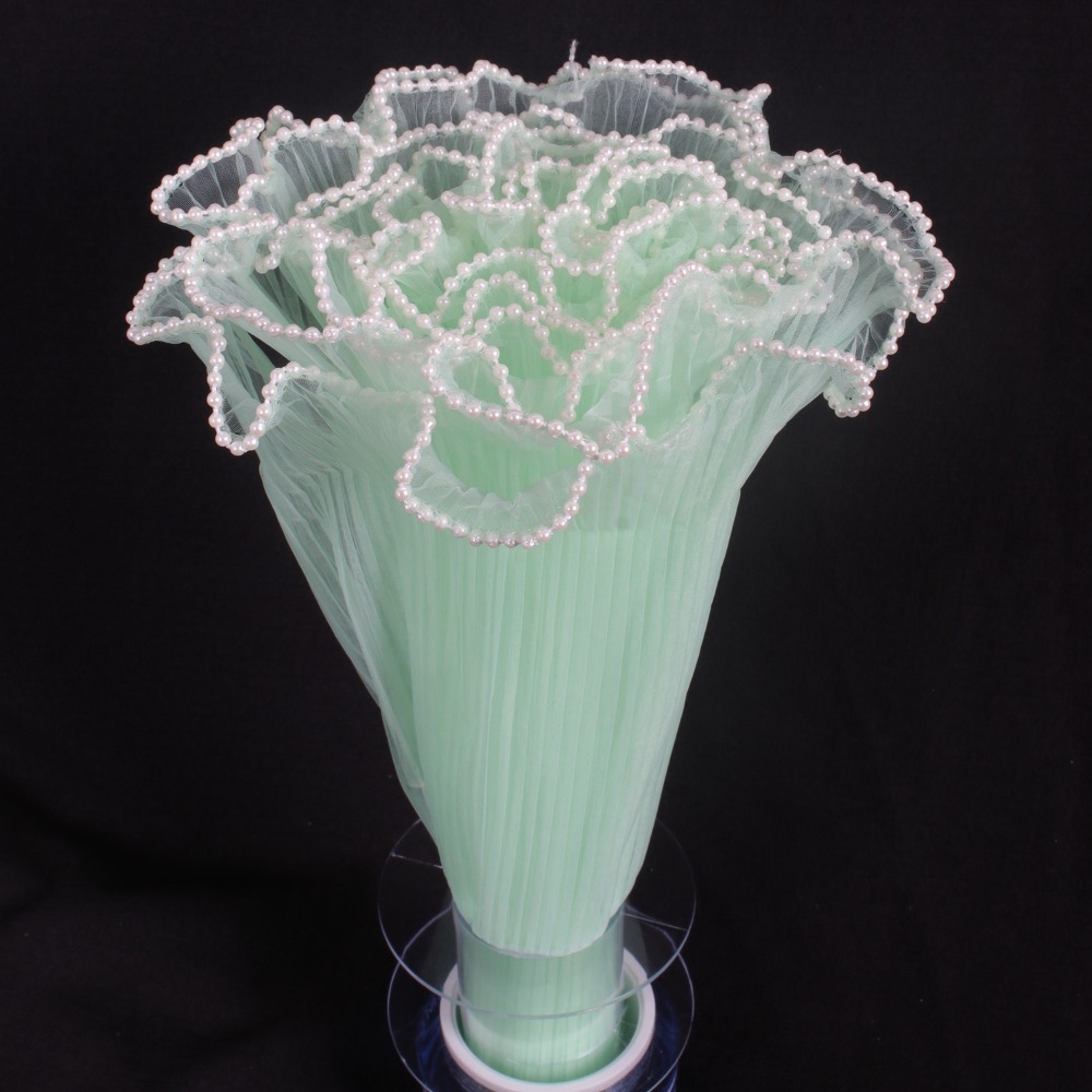 Florist Supply House - 28cm×4ヤード フラワーブーケ包装用レースメッシュ素材 パールウェーブヤーン 花屋包装 パールエッジ ギフト包装用品