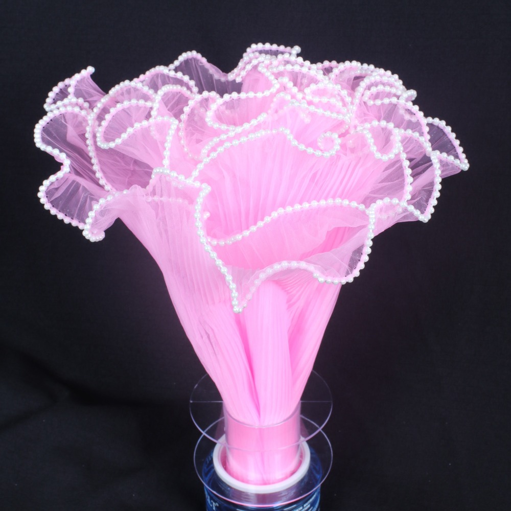 Florist Supply House - 28cm×4ヤード 花束ラッピング用レースメッシュ素材 パールウェーブヤーン 花屋用包装 パールエッジ ギフト包装用品