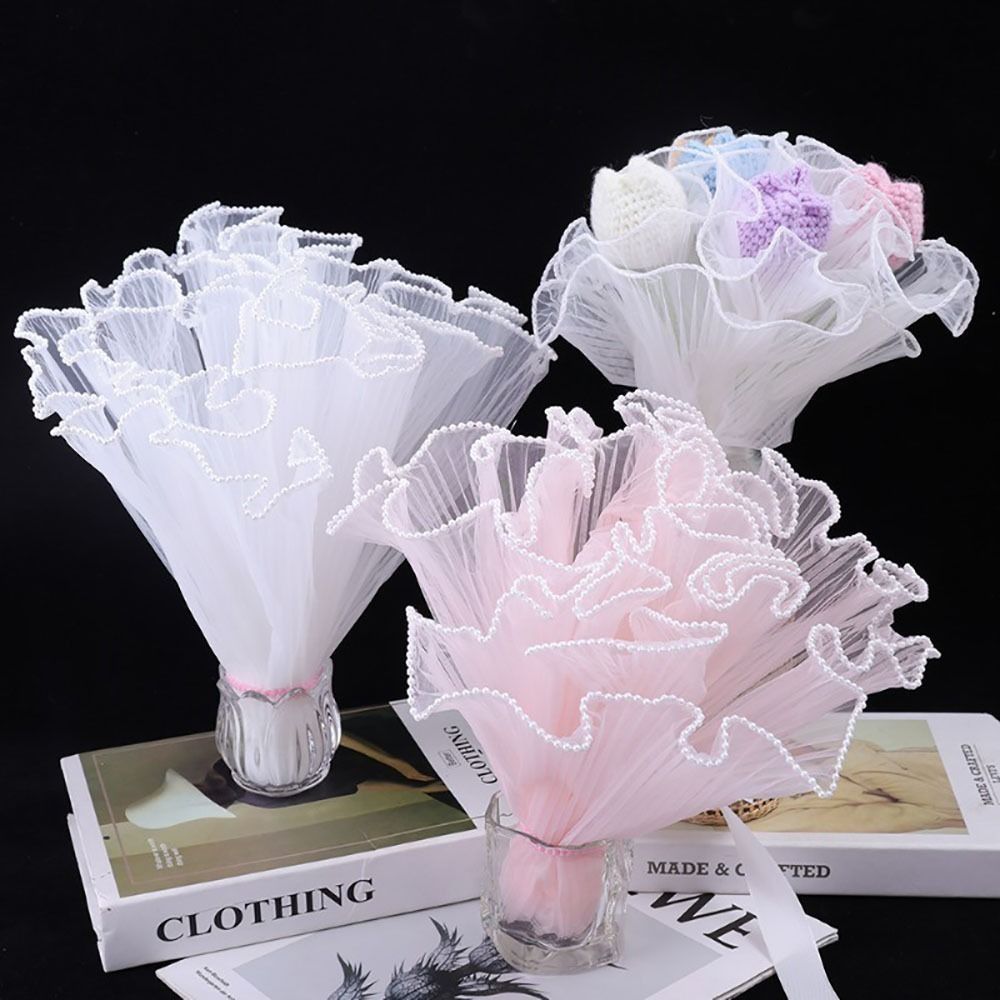 Florist Supply House - 28cm×4ヤード 花束ラッピング用パールウェーブヤーンレースメッシュ素材 ギフト包装用品 パールエッジ 花屋用包装材