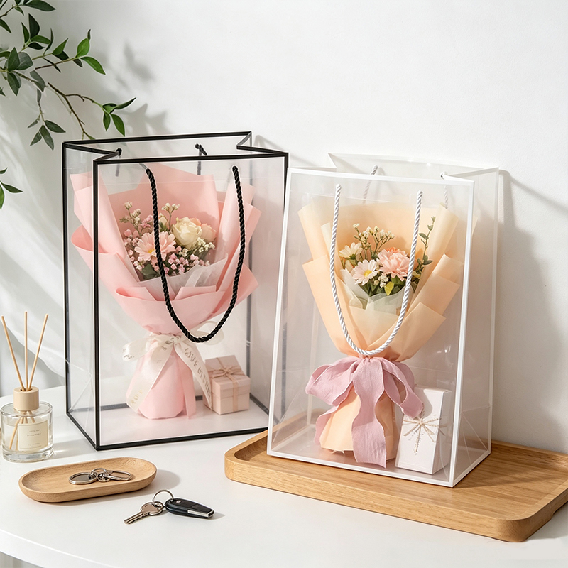 Florist Supply House - 1/3/10 個透明ビニール袋花花屋用品ギフトバッグバレンタインデーの花束ギフト装飾パーティー結婚式クリスマス