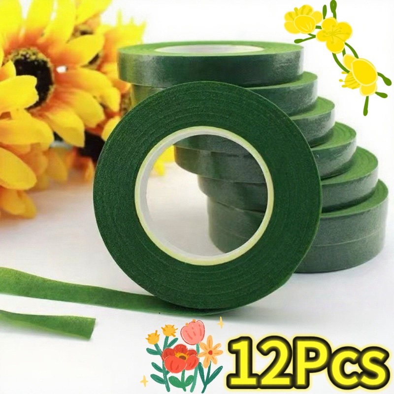 1-12 ロールグリーンブーケ花テープ自己粘着おしべ包装紙テ - Floral Tape Green のレビューと価格