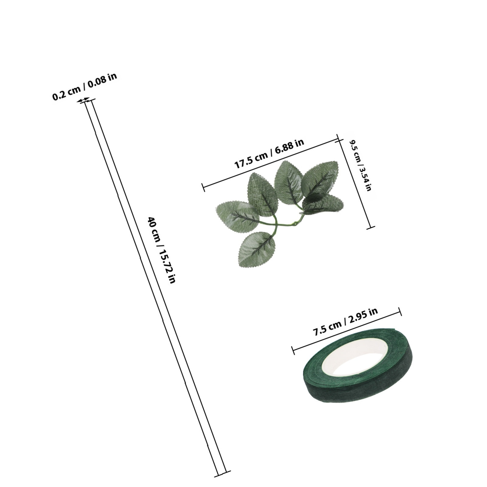 20個入りフラワーアレンジメントキット人工緑葉茎フローラルテ - Floral Tape Green のレビューと価格