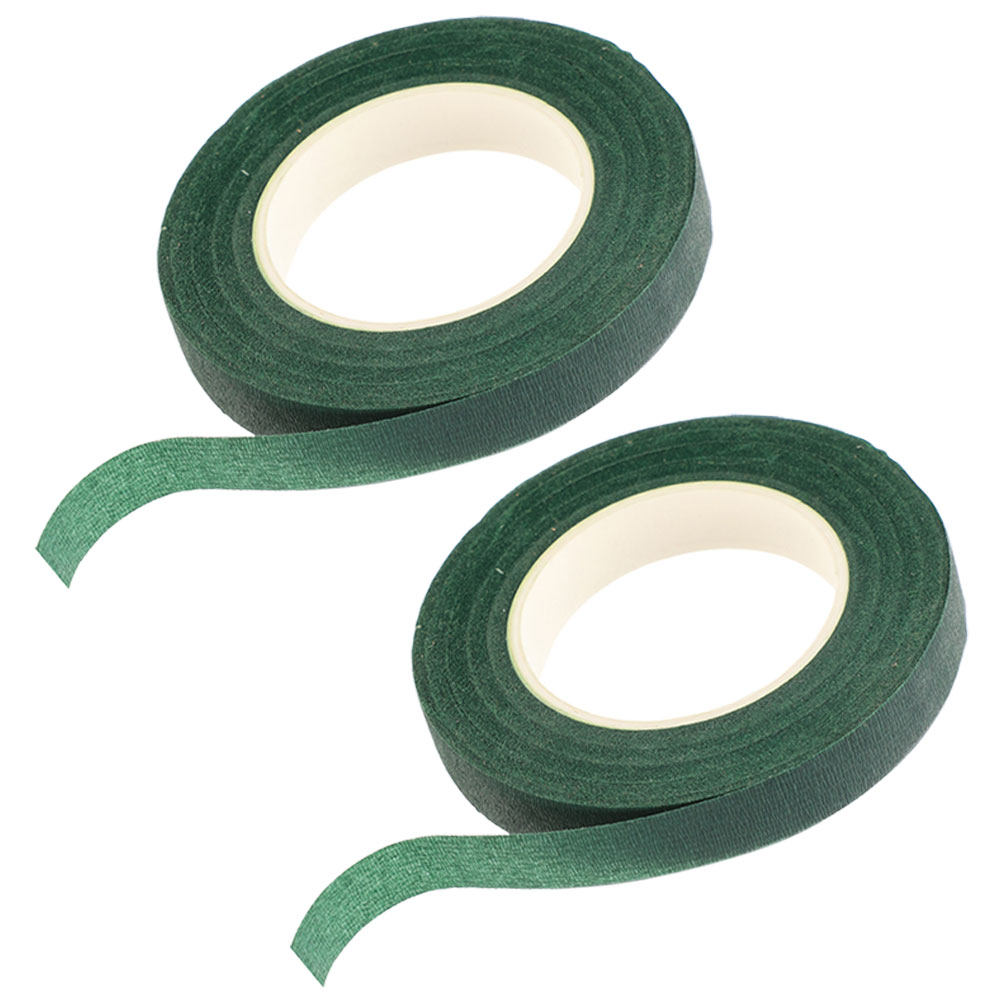 2ロール入り、緑色の花柄テープ。伸縮性があり、すぐに接着効果 - Floral Tape Green のレビューと価格